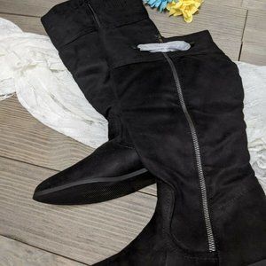 Women's Boot 8.5 Wide Calf JustFab Black Flat Com